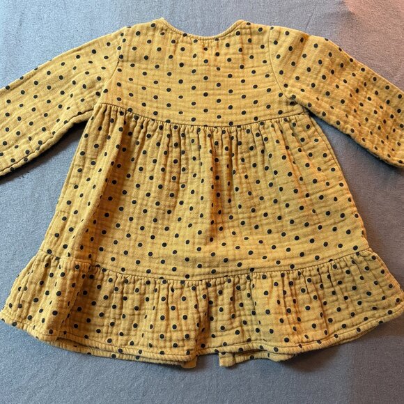 ZARA Girl's Mustard Polka Dot Cold Weather Dress 2-3 years (24-36 months)(3T) - Picture 2 of 2